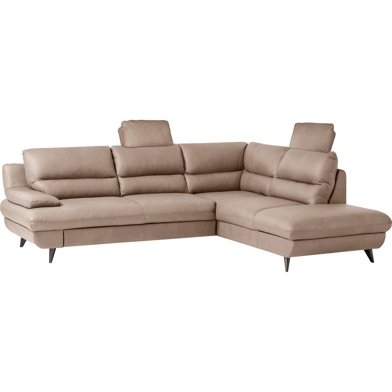 Ecksofa Pike Leder, Ottomane rechts cappuccino