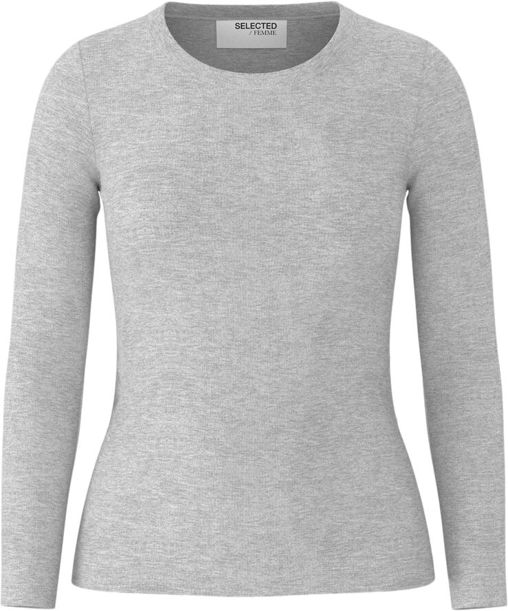 Selected Femme SLFDIANNA LS O-NECK TOP NOOS Grå