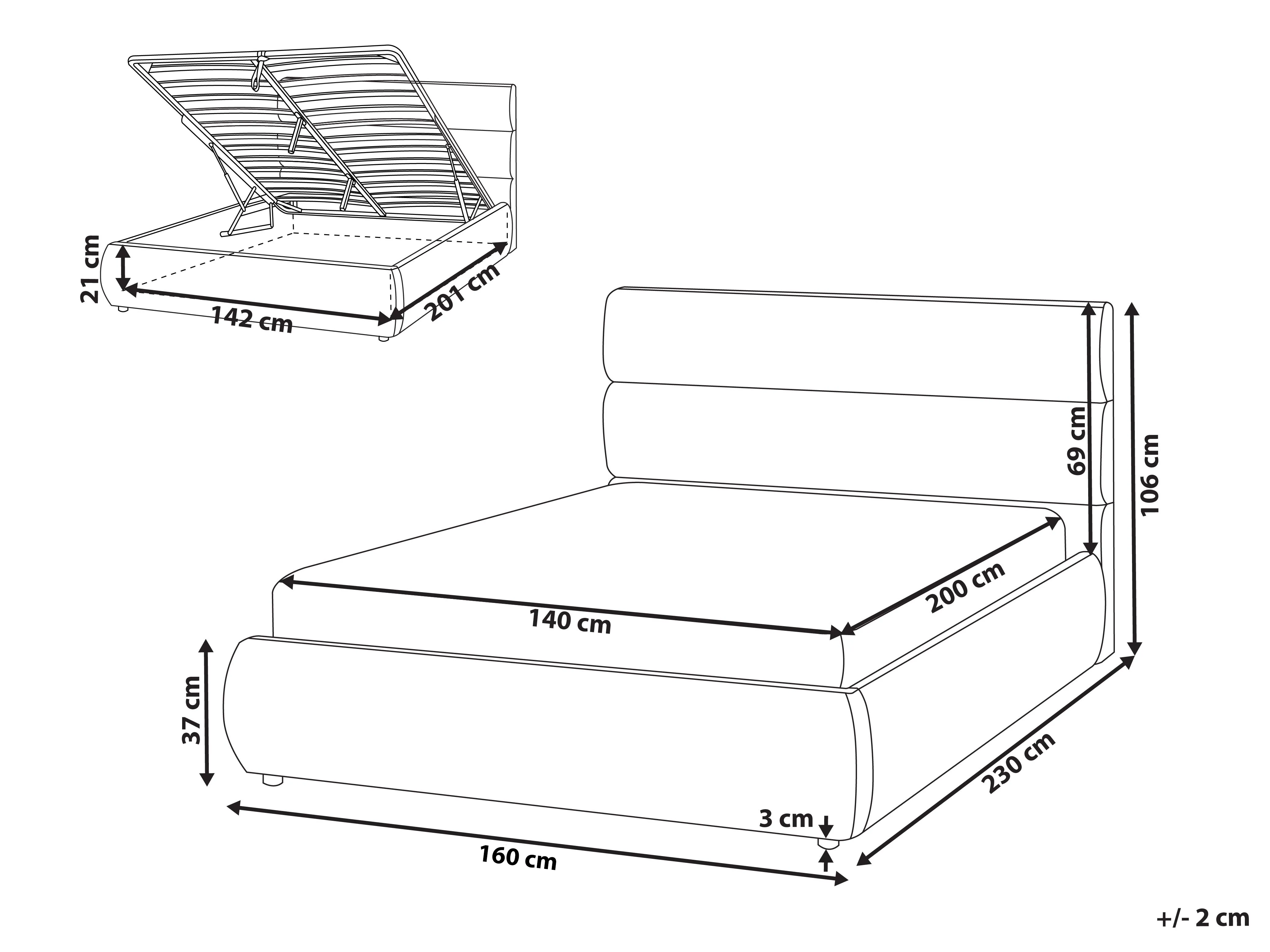 Bed met opbergruimte Kunstlinnen BONIFACIO 140 x 200 cm Grijs
