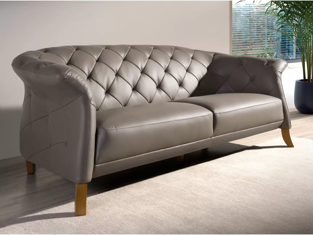 Canapé Chester 3 places cuir gris 6188 ANGEL CERDA