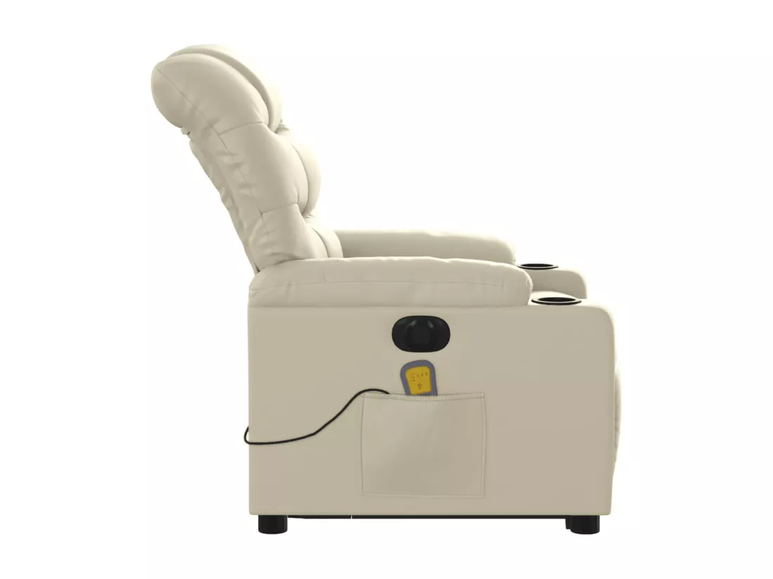 Fauteuil inclinable massant électrique crème similicuir