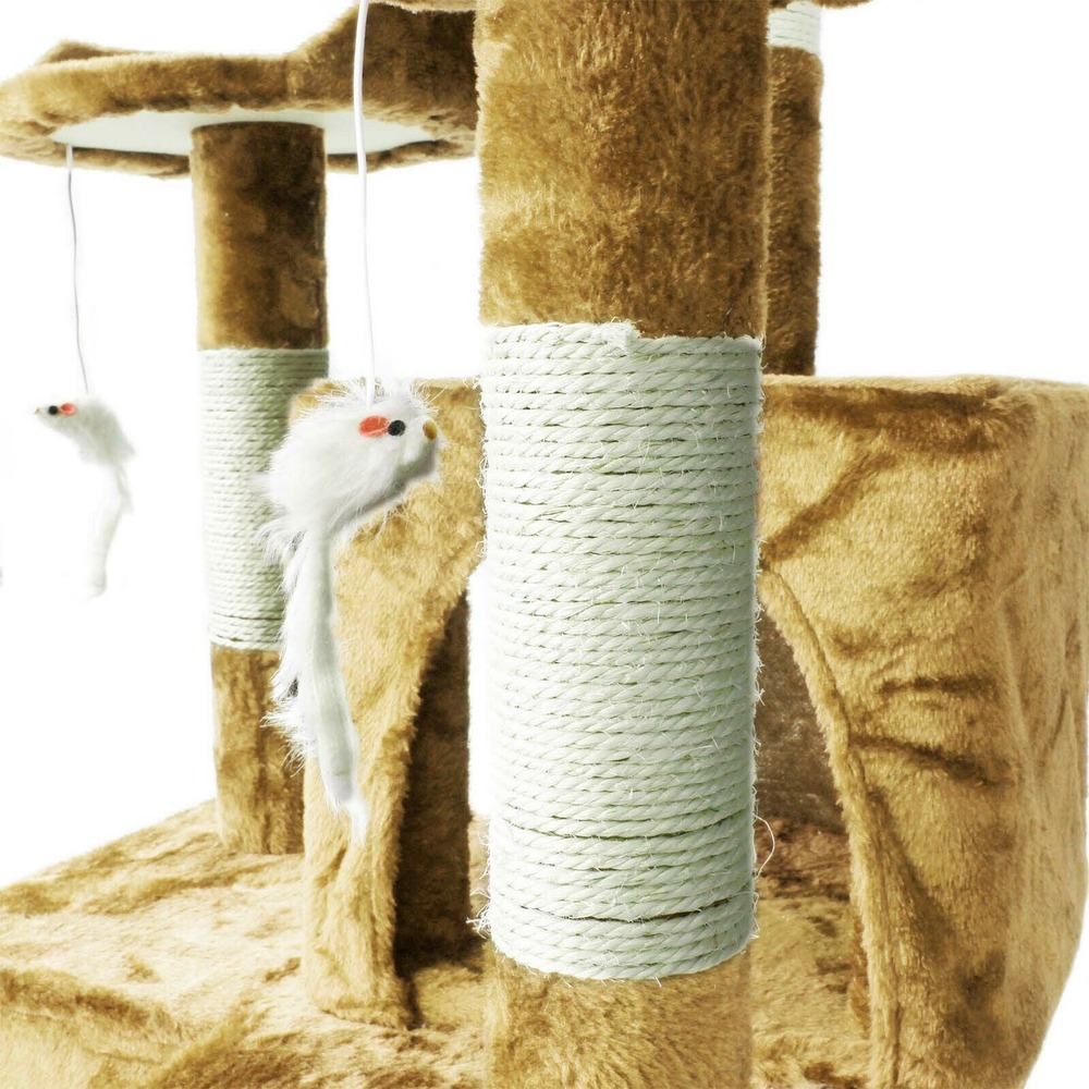 Arbre à chat 170 cm corde en sisal griffoir grattoir jeux plateforme beige