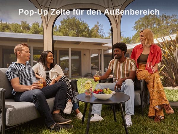 East Oak Pop Up Zelt, Pavillon 3×3m, Wurfzelt Große für 4-6 Personen, Gazebo für Camping, Garten, Terrasse, Stoffe Wasserdicht, UPF 50+ UV Schutz, 360° Belüftung, Anti Moskito, mit Tragetasche, Beige