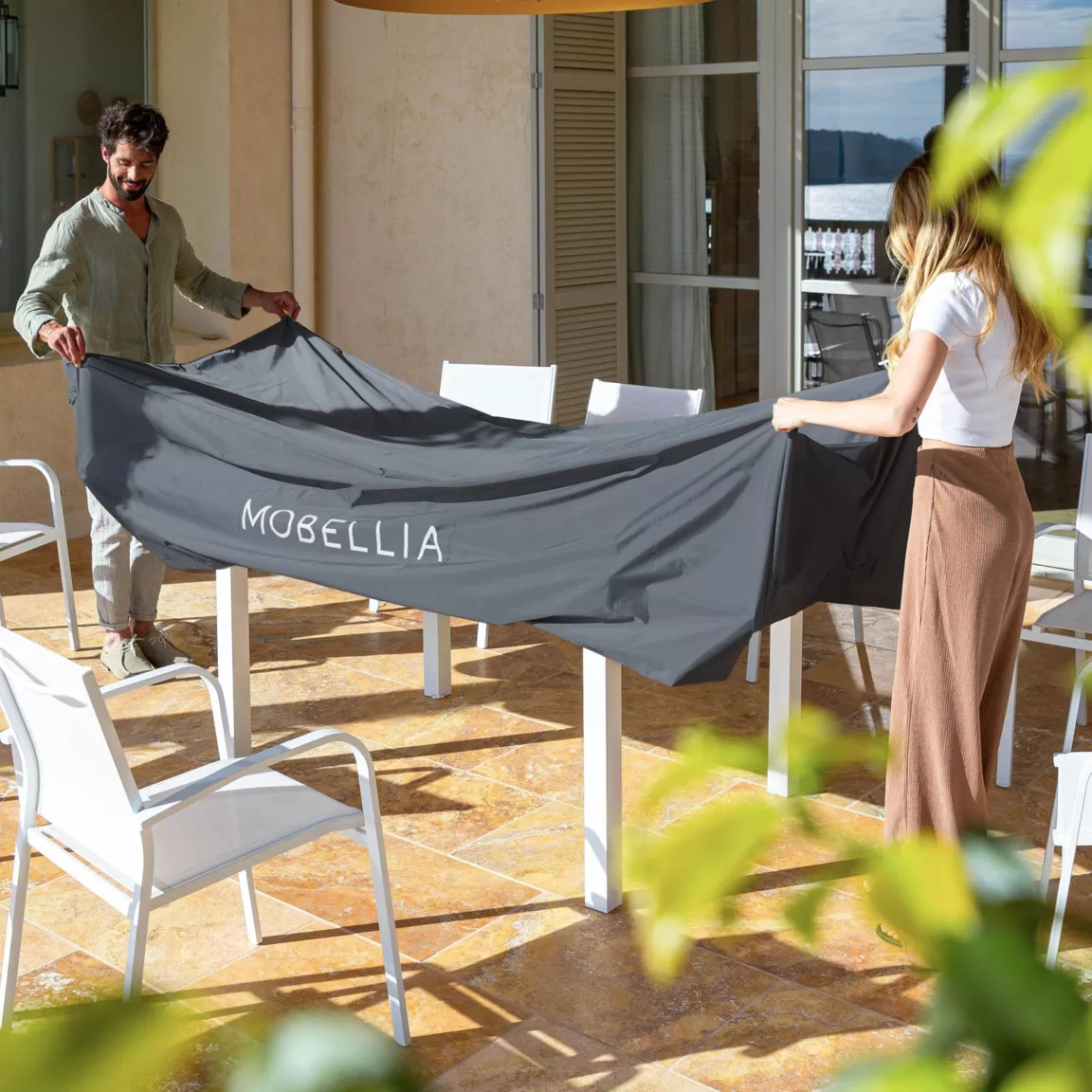 Housse de protection Imperméable pour Table rectangulaire 265 x 125 cm Gris