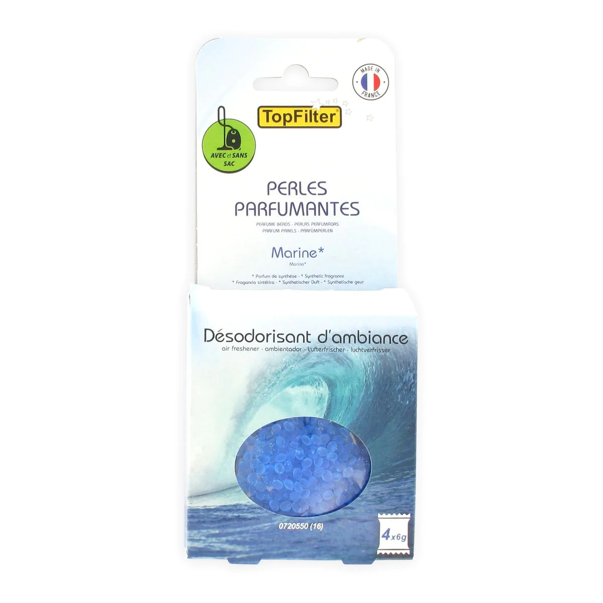Lot de deux boites de perles parfumantes pour aspirateur odeur marine
