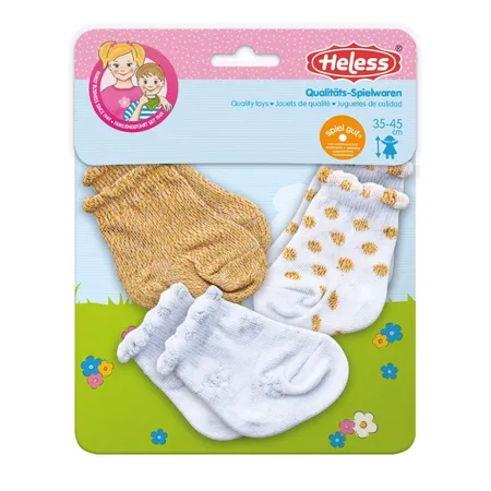 Heless Söckchen für Puppen, mit Glitzer, 3 Paar, Größe 35 - 45 cm