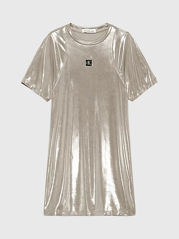 Vestido camiseta com revestimento metálico