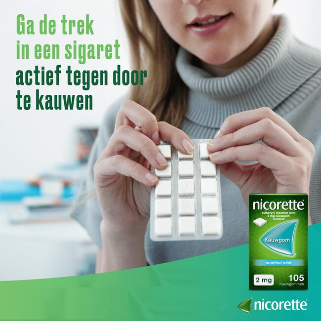 Nicorette suikervrij Kauwgom 30/105 stuks, 2 mg nicotine