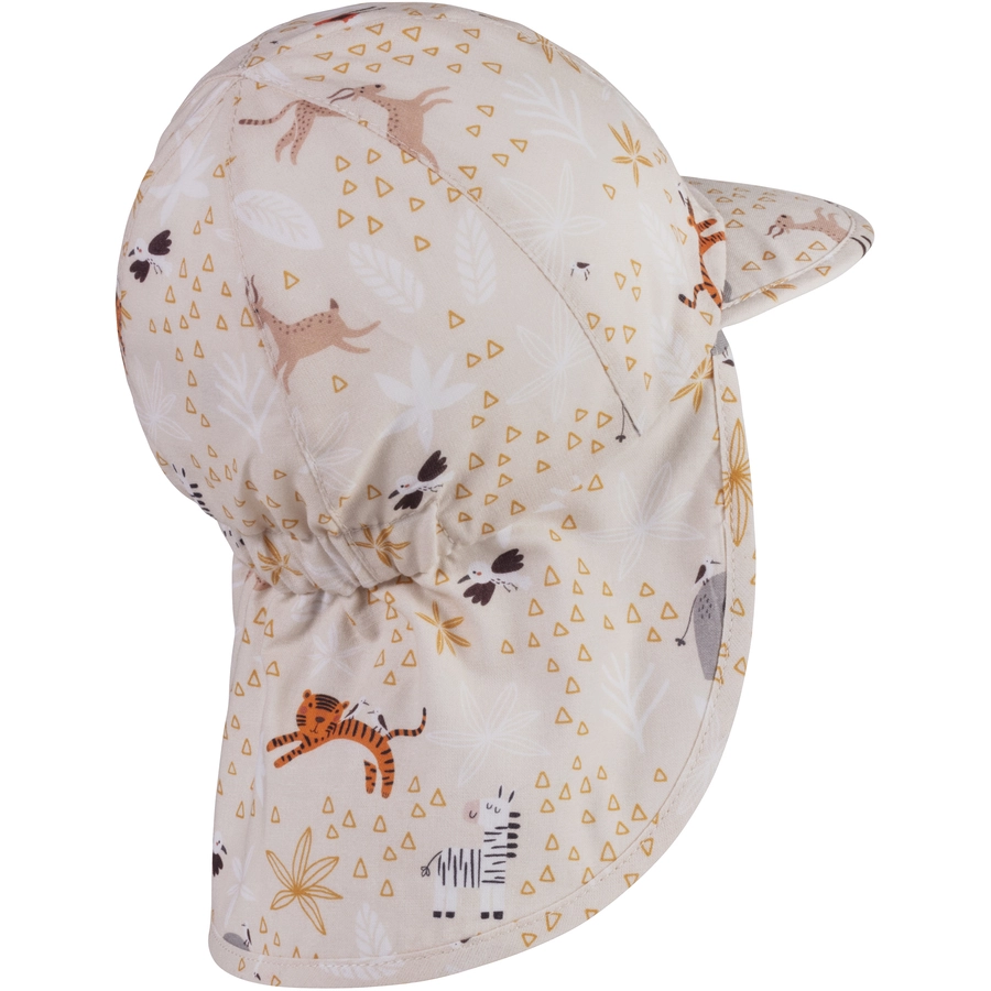 Sterntaler Schirmmütze mit Nackenschutz Zootiere beige