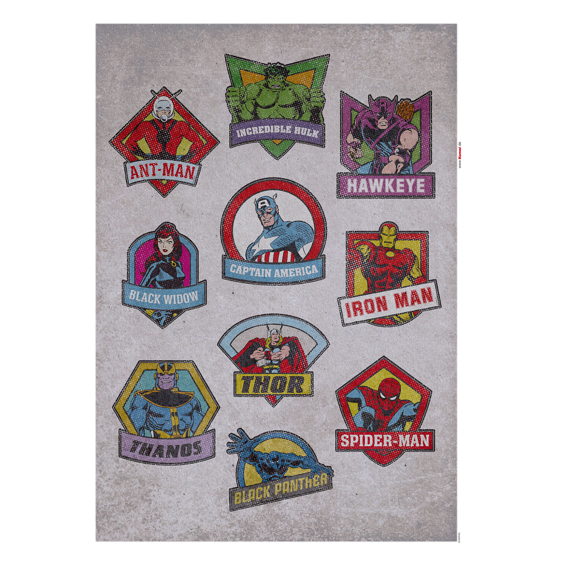 Wandtattoo AVENGERS BADGES - bunt - 50x70 cm