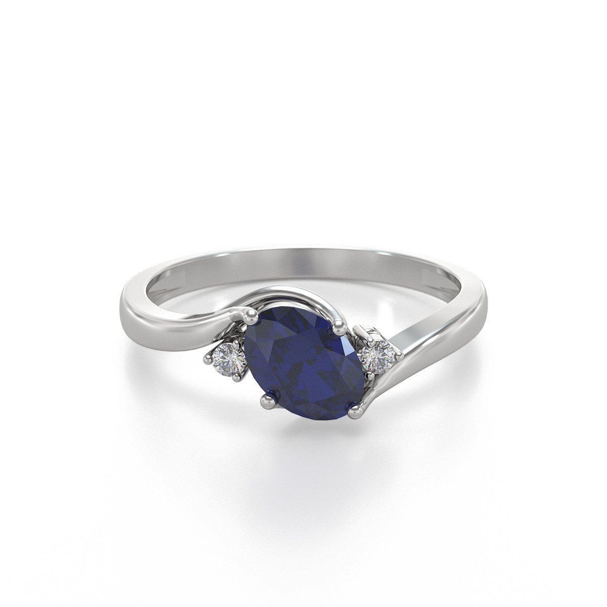 Bague ADEN Saphir et diamants sur Argent 925 1.58grs