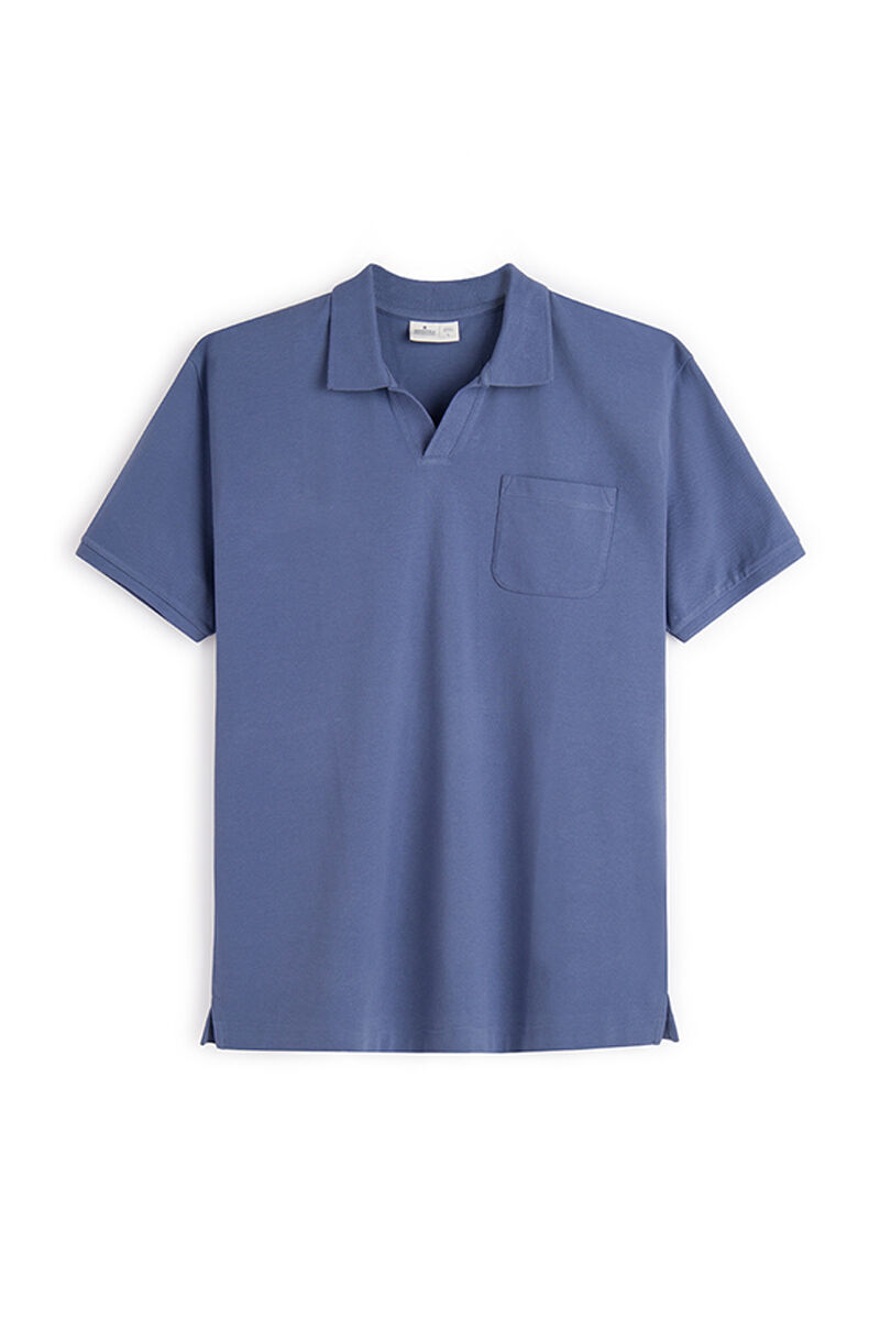 Camisa polo com gola resort - azul médio