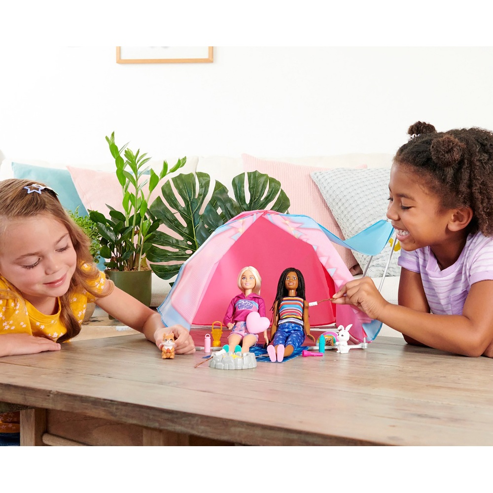 Barbie Let's Go Camping Zelt-Spielset und 2 Puppen
