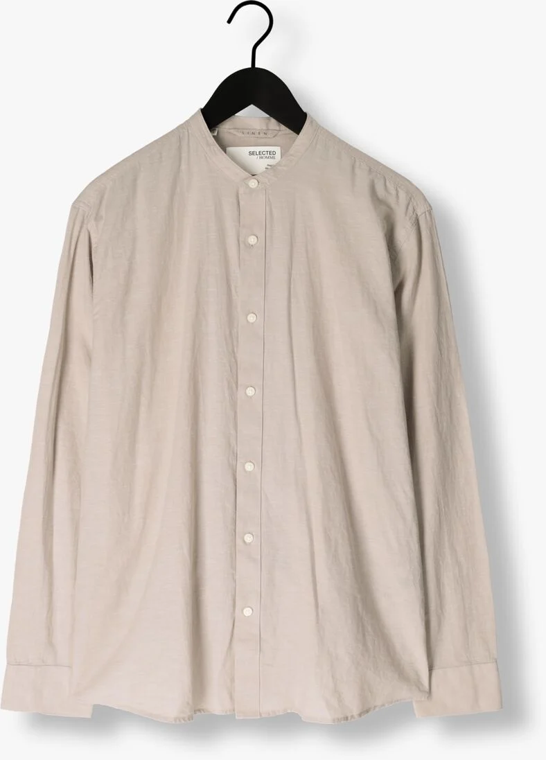 SELECTED HOMME beige selected homme casual overhemd slhregnew-linen shirt ls band