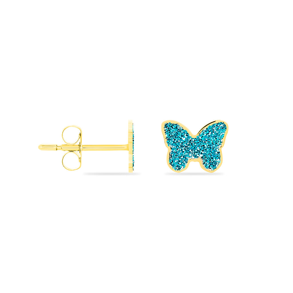 Boucles D'oreilles Puces Solena Papillon Or Jaune