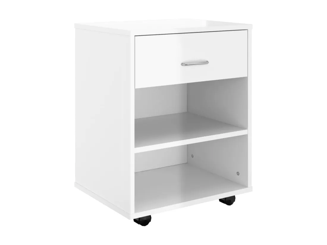 Armoire à roulettes Blanc brillant 46x36x59cm Bois d’ingénierie