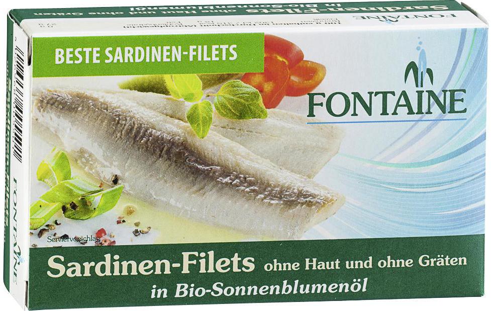 Konserven Sardinen-Filets in Sonnenblumenöl 120 gSardinen aus nachhaltiger Fischerei