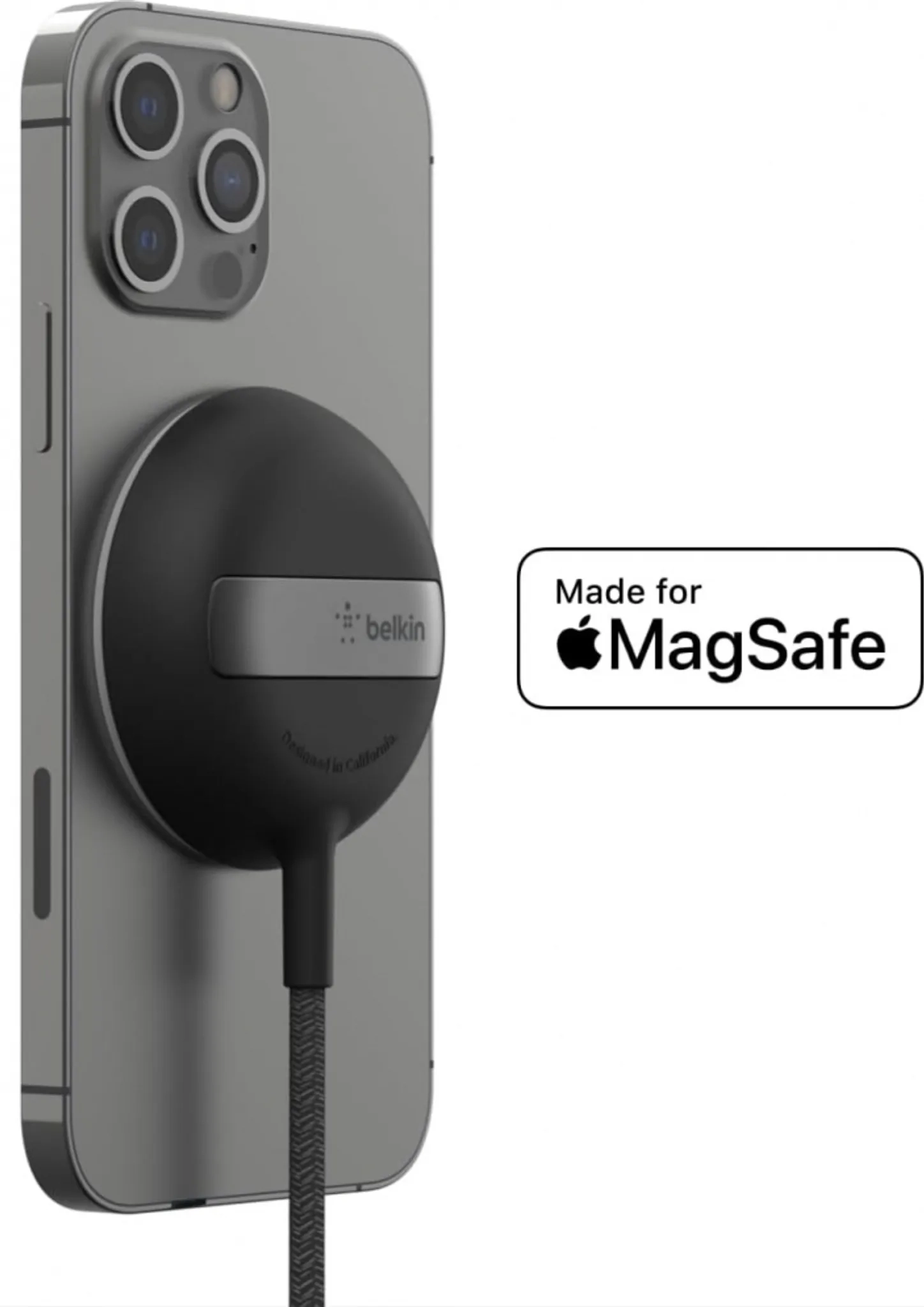 (2m) 15W USB C auf MagSafe MFi Ladegerät Magnetischer Qi Wireless Charger mit Kickstand (WIA004DSBK) - Schwarz