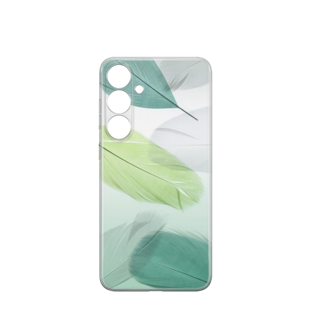 Samsung Galaxy S24 Plus Gummi Hülle Federn - Grün