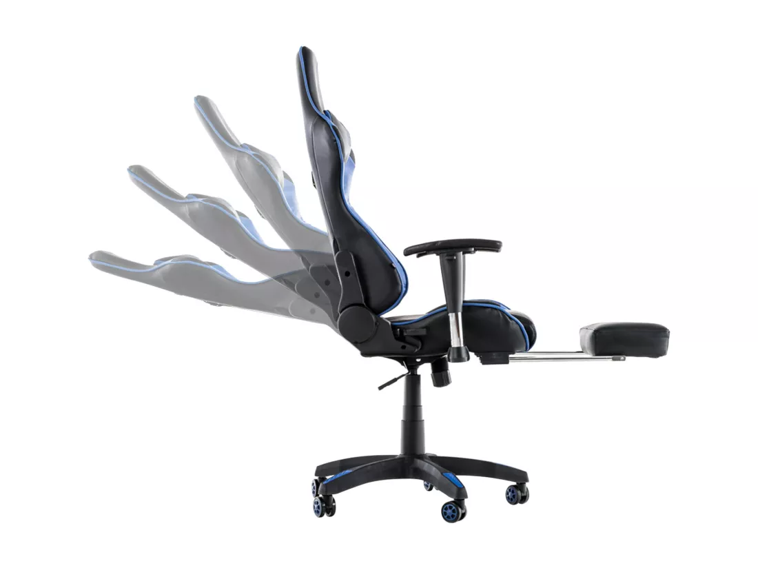 Chaise de bureau - Similicuir & Plastique - Noir / Bleu - Turbo XL