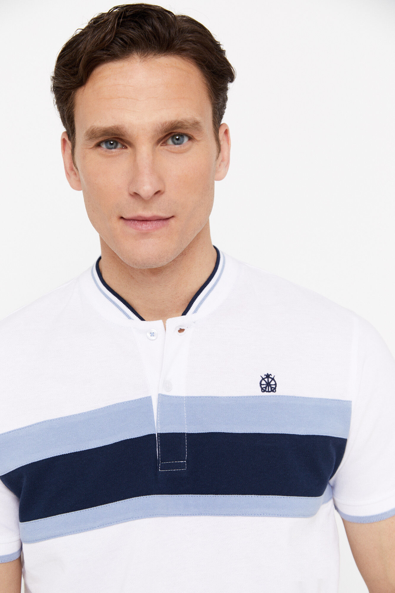 Camisa polo com gola bomber - Branca