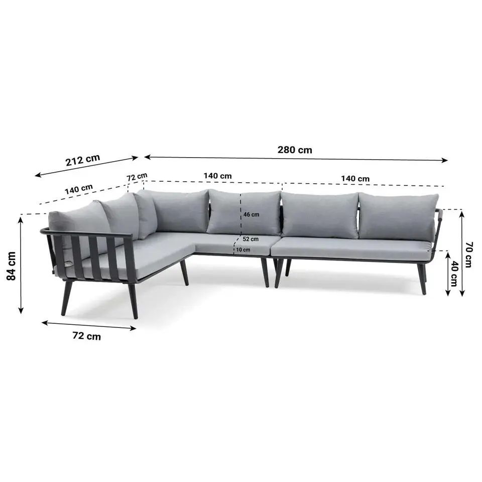 Hoek loungeset 5 personen Aluminium Grijs De Laan Projects