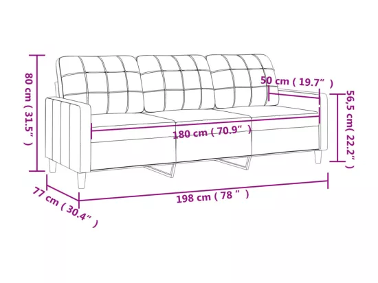 Canapé à 3 places Gris clair 180 cm Tissu