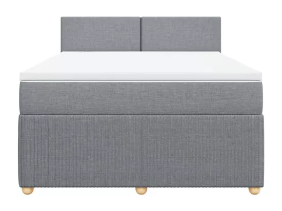 Sommier à lattes de lit avec matelas Gris clair 160x200cm Tissu