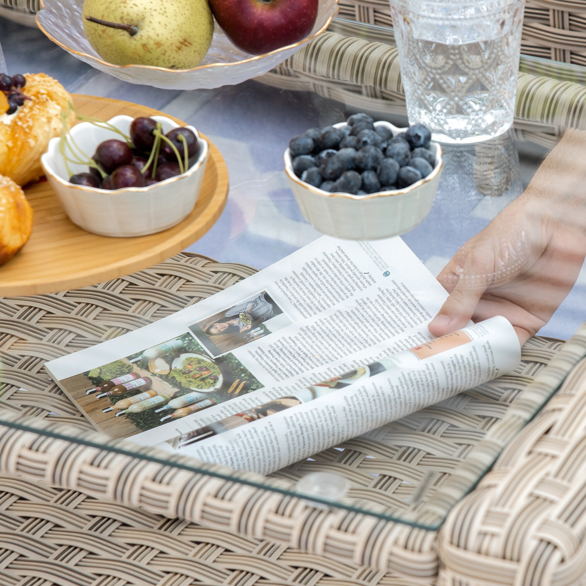 Outsunny Gartenmöbel Set mit Couchtisch bunt 193L x 77B x 80,5H cm