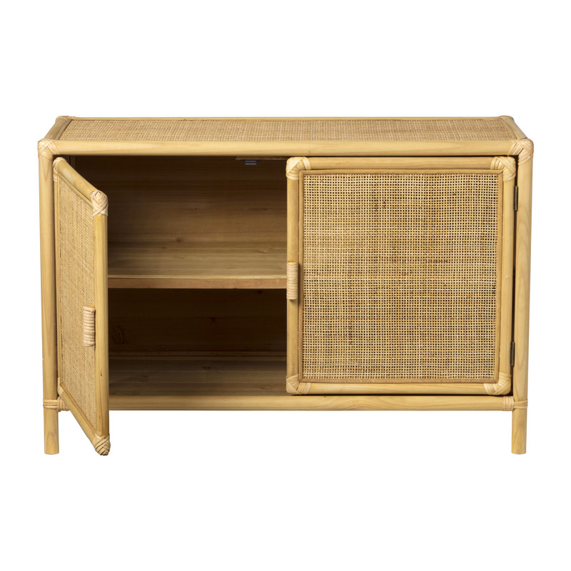 Dressoir Bali met 2 deurtjes - rotan - naturel - 65x98x39 cm