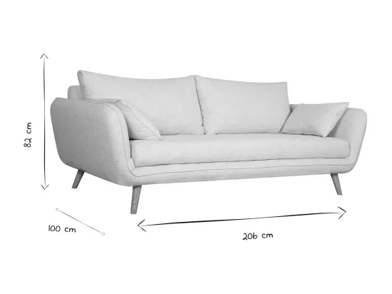 Canapé scandinave 3 places en tissu jaune cumin et bois clair CREEP