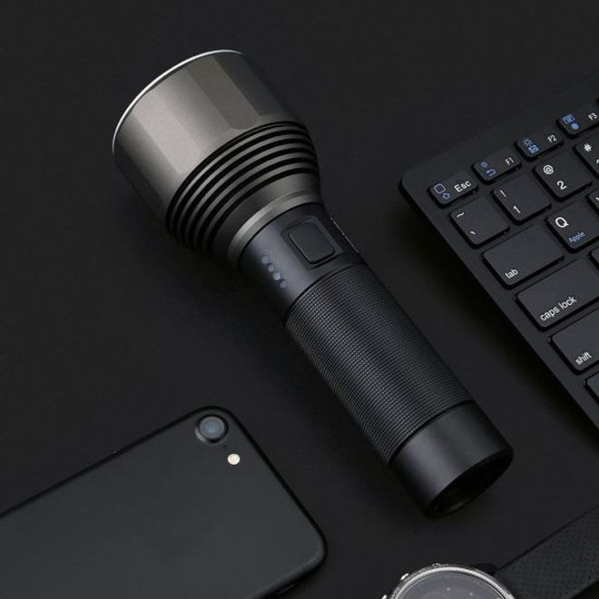 2000LM LED USB Taschenlampe mit 5 Leuchtmodi   Handschlaufe - Schwarz