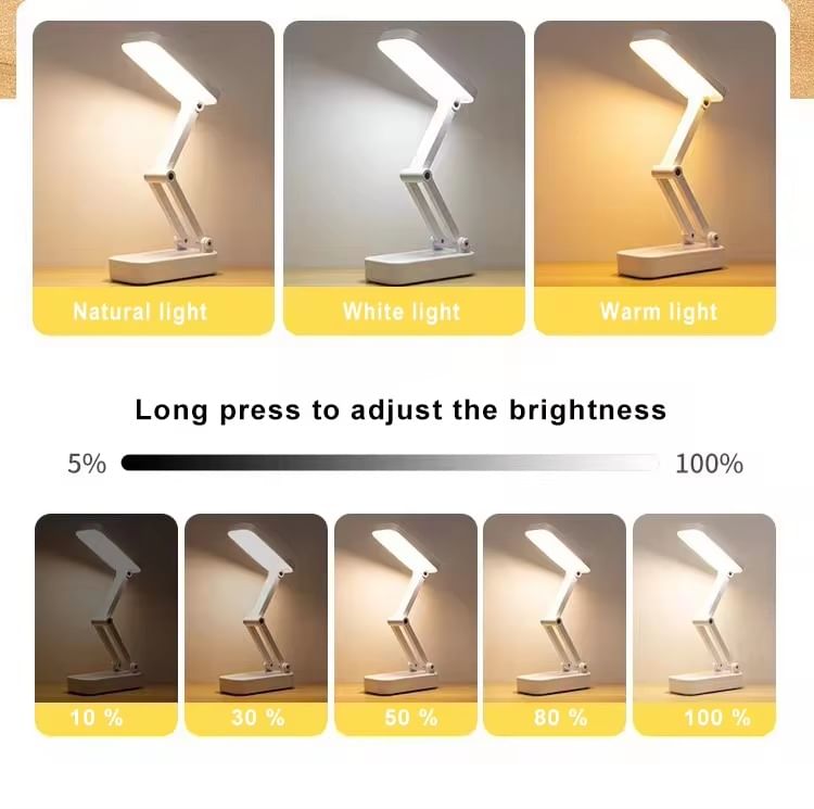 HOMTEC - USB oplaadbare opvouwbare bureauleeslamp