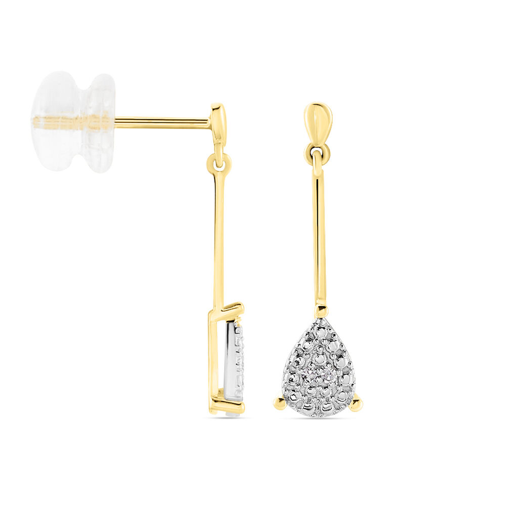 Boucles D'oreilles Pendantes Pear C Or Jaune Diamant