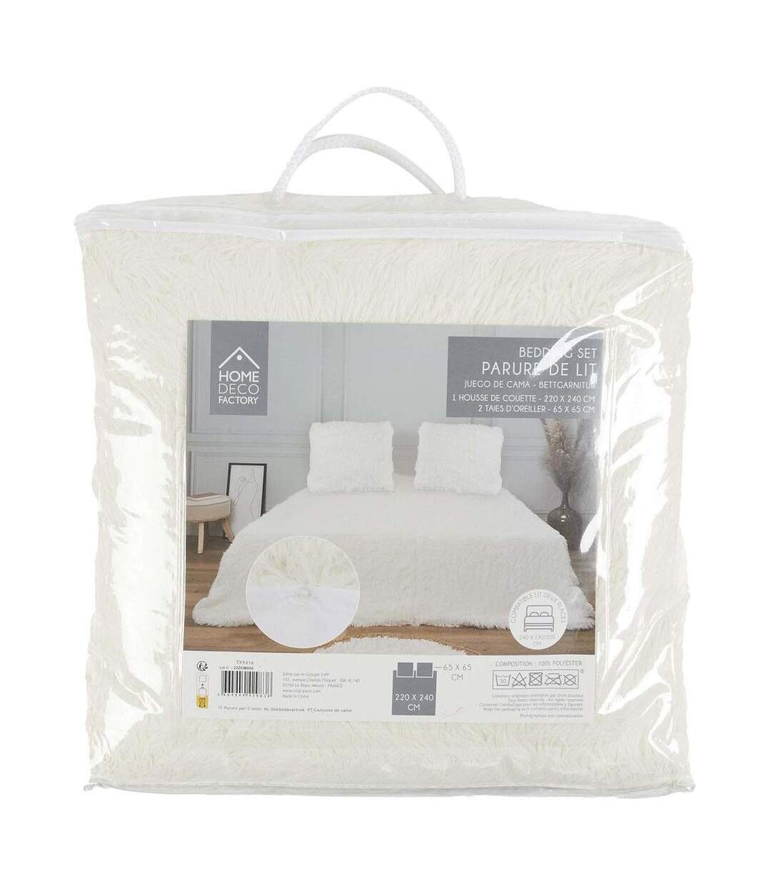 Parure de lit en polyester imitation fourrure poils longs 220 x 240 cm