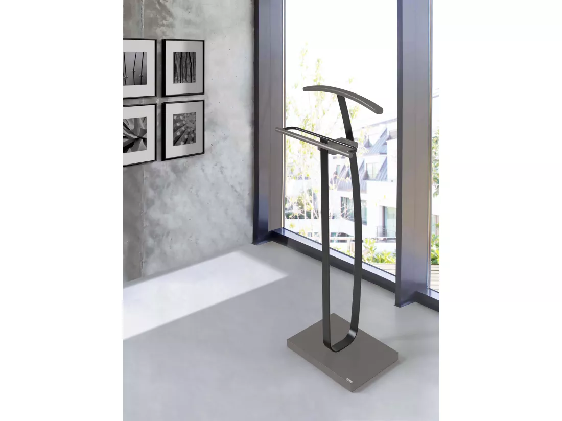 Valet de nuit - H115cm x L48cm x P30cm - hêtre massif gris/gris graphite - City