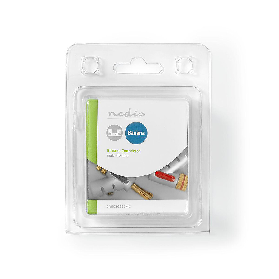 Nedis Lot de 4 Connecteurs Banane (Noir/Rouge)