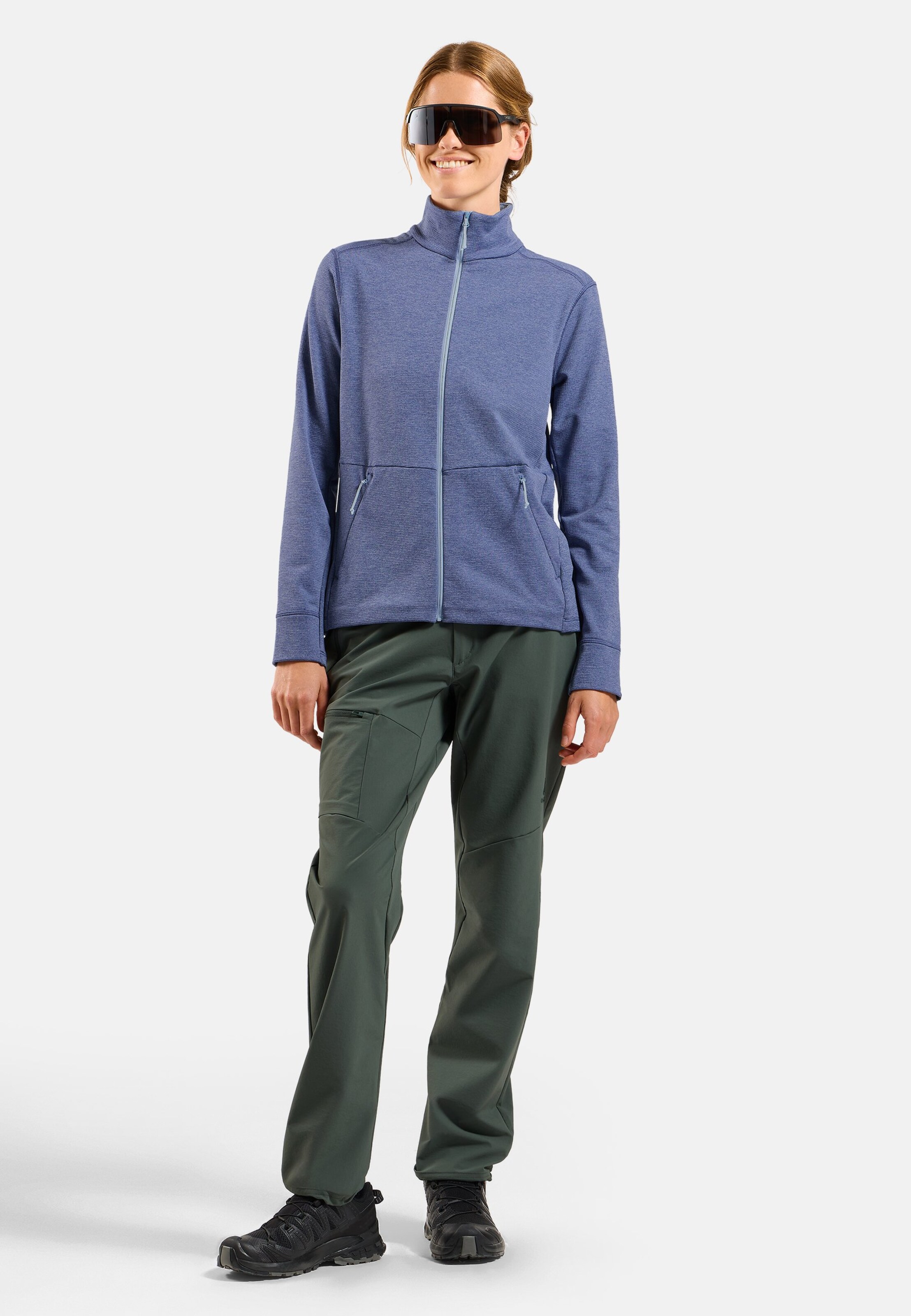 Essentials Multisport Mid Layer aus Grid-Fleece mit Reissverschluss in Blue heron melange
