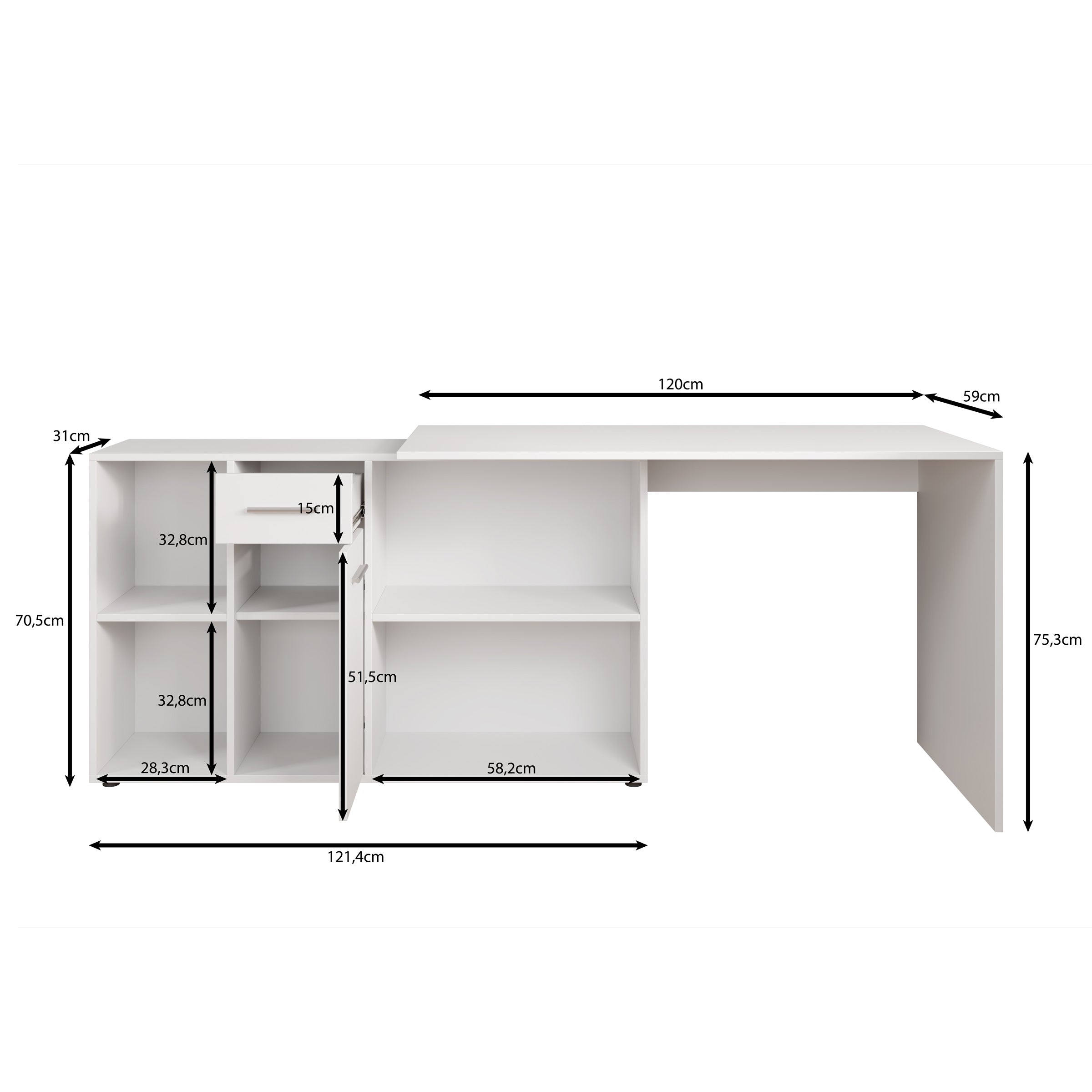Crister - Bureau - Eiken - 122x120 cm