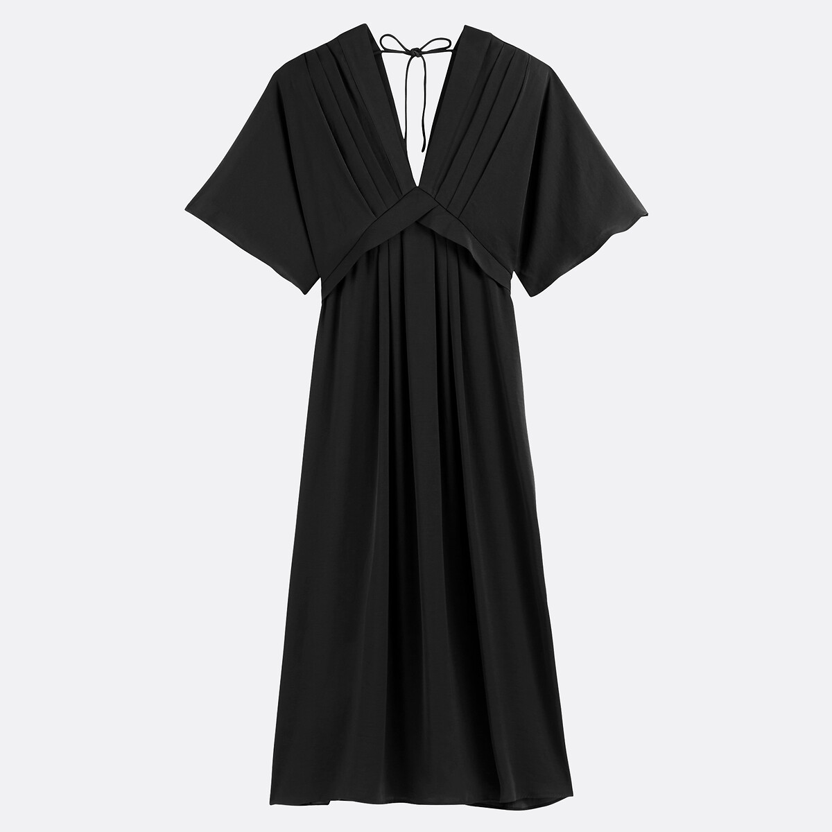 COLEÇÃO LA REDOUTE<br>Vestido longo com estampa de bandeira, decote em V e mangas até o cotovelo