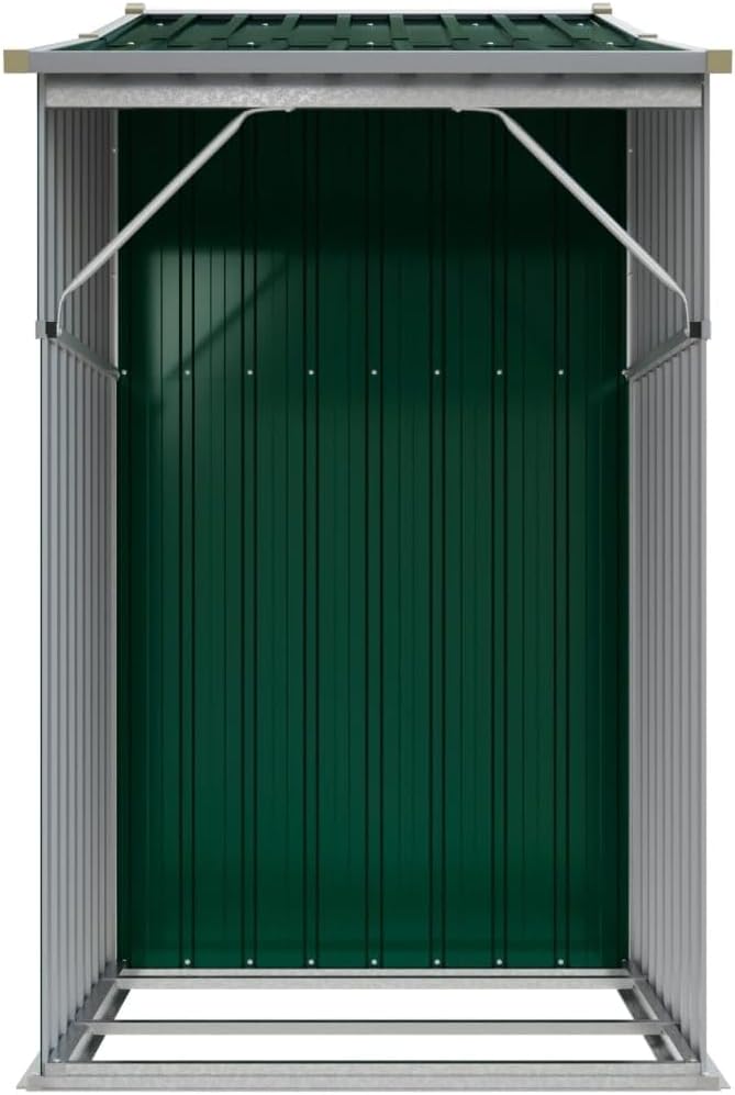 SECOLI Gerätehaus Metall mit bodenplatte Gerätehaus Metall pultdach Gartenhaus Metall XXL Geräteschuppen Outdoor Geräteschrank Gartenschrank Verzinkter Stahl-Grün-277 x 93 x 179 cm
