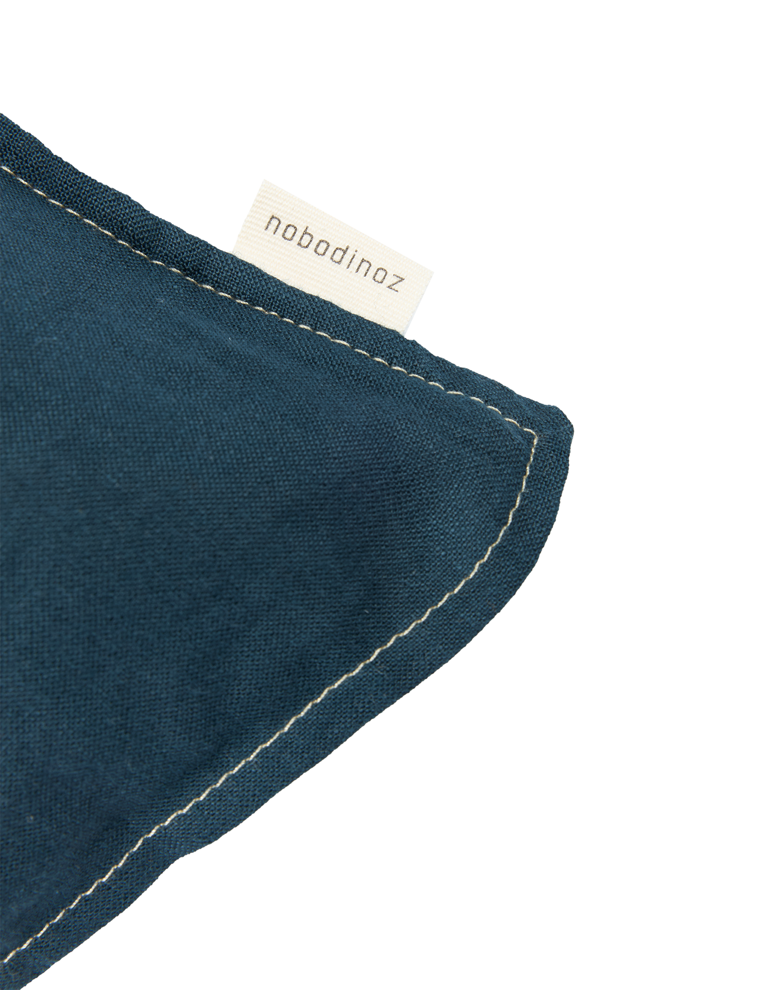 Coussin carré brodé l1n0 en lin français lavé | Bleu