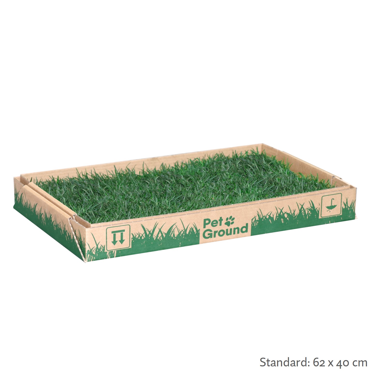 Cama para cães Petground com tapete absorvente, tapete aromático e grama natural.