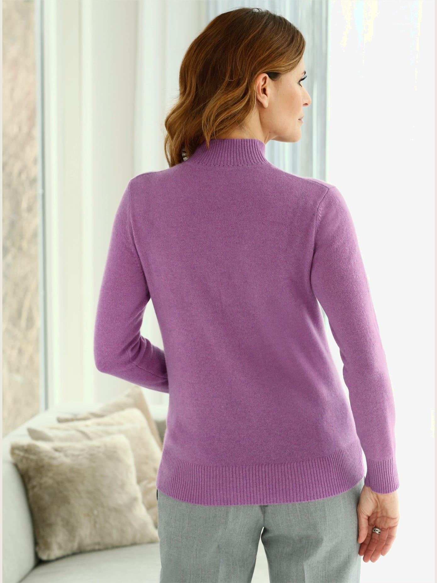 Pull femme basique pratique col montant