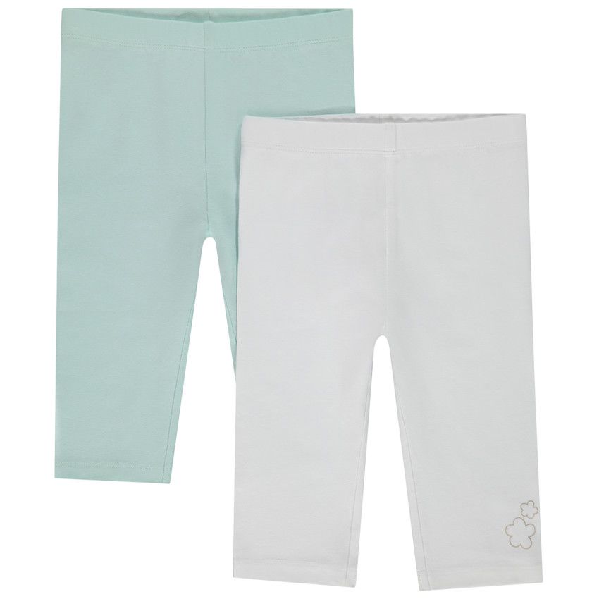 Lot de 2 caleçons longs uni avec foil print doré pour bébé fille - Bleu