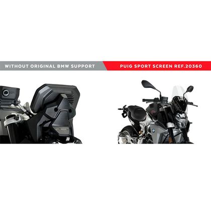 Saute vent Puig sport (POUR MOTOS SANS SUPPORT D’ORIGINE BMW) - Noir