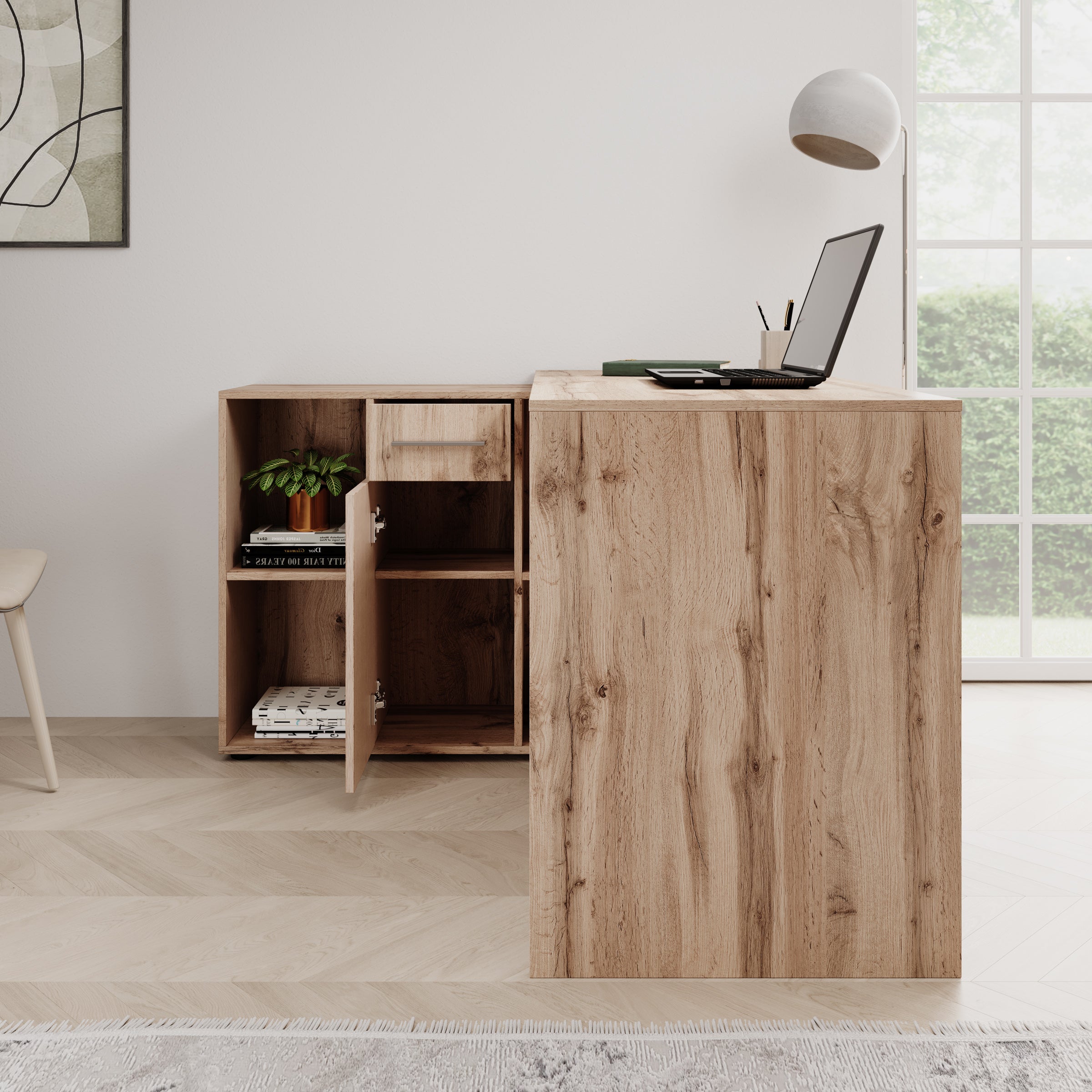 Meubella - Elixir - Bureau - Eiken - 121x120x75 cm