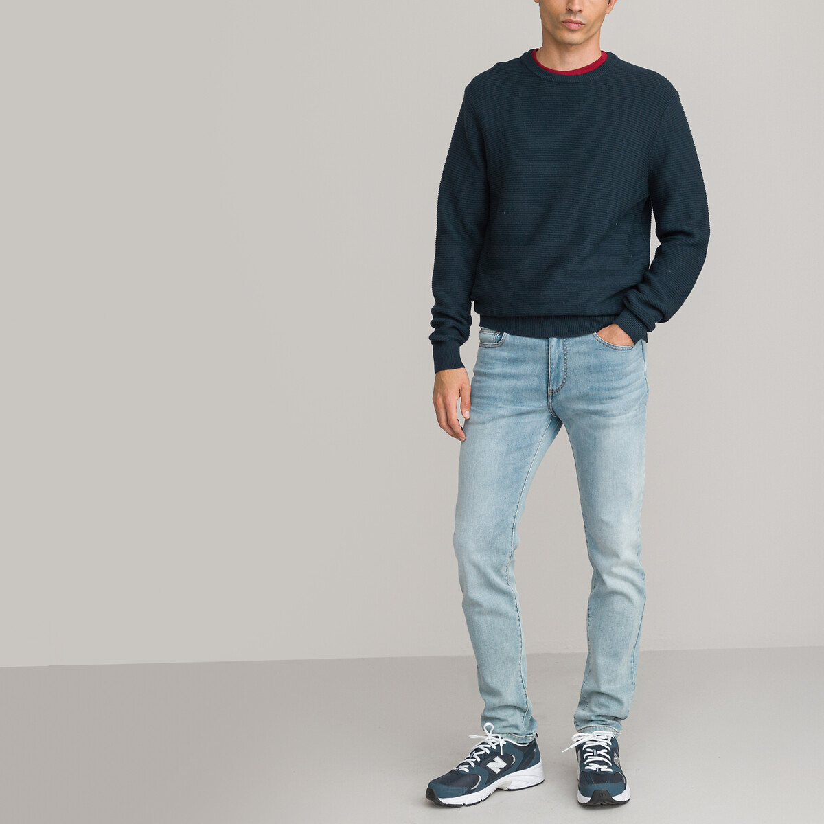 COLEÇÕES LA REDOUTE<br>Suéter de gola redonda canelado em mistura de lã merino