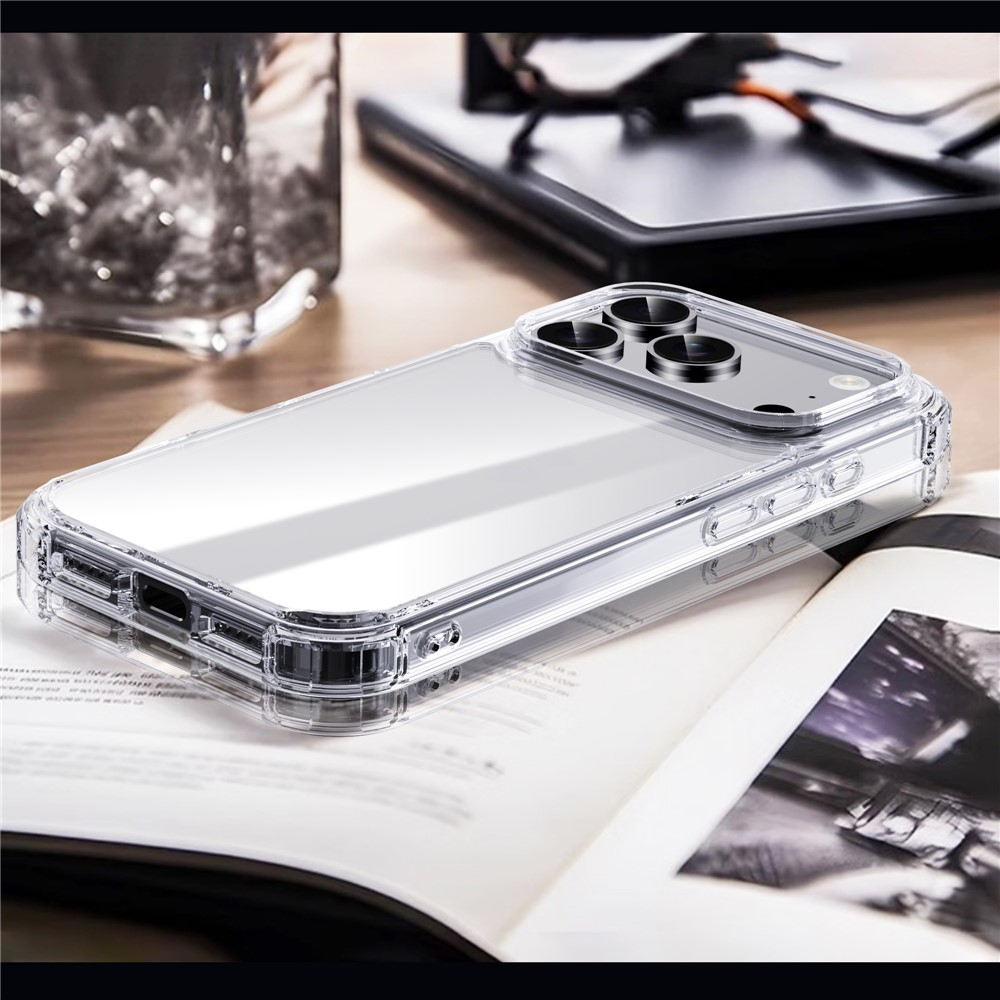 iPhone 17 Pro Hybrid Hülle TPU Bumper mit Acryl Rückseite   Air Cushion Fallschutz - Transparent