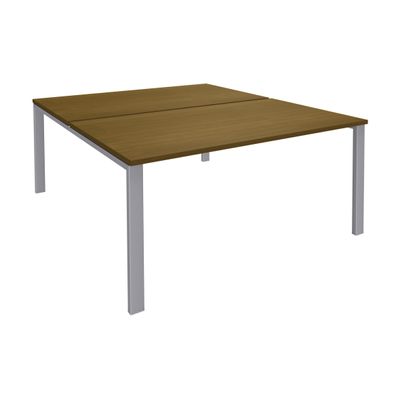 Bureau Bench IRIS - L180 cm - Plan de départ - Pieds aluminium - plateau imitation noyer